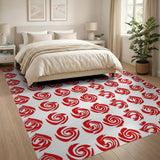 Abstract Area Red Bold Red Swirl Abstract Area Rug