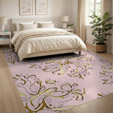Blush Pink Gold Vine Floral Area Rug