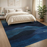 Blue and Teal Geometric Modern Layered Blue Mountains Geometric Area Rug
