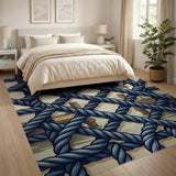 Navy Rope Net Coastal Dock Sailboat Rug