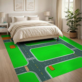 Green Kids City Roads Play Area Rug