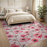 Vintage Pink Floral Stem Area Rug
