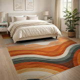 Wavy Orange Desert Dunes Area Rug