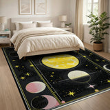 Celestial Yellow Moon Phases Area Rug