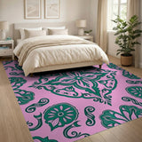 Vibrant Pink Green Traditional Persian Area Rug