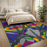 Multi-color and Patterns Rainbow Eiffel Tower Geometric Area Rug