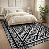 Heritage Tribal Intricate Black White Heritage Tribal Area Rug