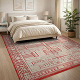 Red Geometric Architectural Area Rug