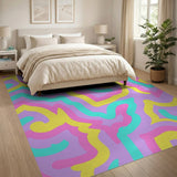 Multi-color and Patterns Abstract Area Vibrant Wavy Multi-Color Abstract Area Rug