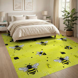 Cheerful Yellow Cartoon Bee Area Rug