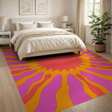 Radiant Pink Orange Sunburst Area Rug
