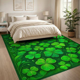 Green Lush Green Shamrock Clover Area Rug
