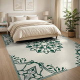 Green Intricate Green Mandala Persian Area Rug