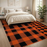 ODIKA Orange Black Buffalo Plaid Area Rug