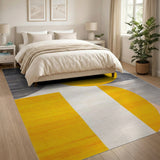 Yellow Overlapping Circles Geometric Area Rug