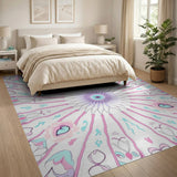 Pink Purple Mandala Floral Area Rug
