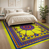 Traditional Persian Multi-color and Patterns Vibrant Yellow Persian Medallion Area Rug