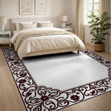 Red Border Ornate Red Floral Border Area Rug