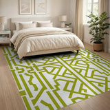 Intricate Green Lattice Geometric Rug