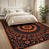 Radiant Orange Mandala Persian Area Rug