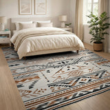 Southwestern Geometric Tribal Area Rug in Beige Brown