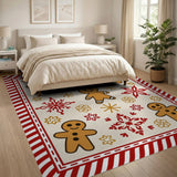 ODIKA Festive Gingerbread Man Washable Christmas Area Rug - Low Pile Holiday Decor, Non-Slip & Pet Friendly