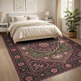 Exquisite Pink Lotus Mandala Persian Area Rug