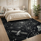 Atomic Cosmos Black White Area Rug
