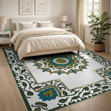 Traditional Persian Mandala Teal Mandala Persian Area Rug