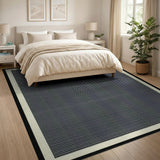 Black White Geometric Grid Black and White Area Rug