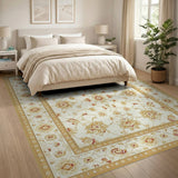 Elegant Cream Gold Floral Persian Area Rug