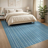 Blue and Teal Navy Blue Gingham Check Area Rug