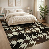 Brown Houndstooth Geometric Area Rug