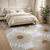 Beige Daisy Floral Area Rug