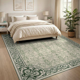 Ornate Green Floral Vintage Rug
