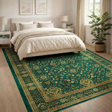 Emerald Green Traditional Persian Green Area Rug