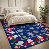 Multi-color and Patterns Festive Snowmen Snowflakes Area Rug
