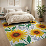 Vibrant Sunflower Pattern Area Rug