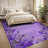 Purple Floral Vintage Purple Hibiscus Floral Area Rug