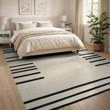 Bold Black Striped Geometric Area Rug
