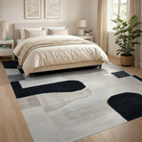 Abstract Black White Geometric Area Rug