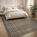 Brown and Tan Brown Plaid Woven Area Rug
