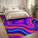 Bold Wavy Multi-Color Washable Area Rug