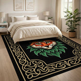 Ornate Red Fox with Leaf Mane Area Rug