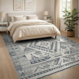Grey Diamond Motif Southwestern Area Rug