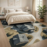 Aerial Rustic Cabins Village Area Rug