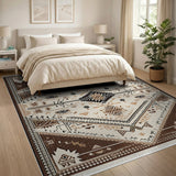 Brown Tan Southwestern Geometric Area Rug