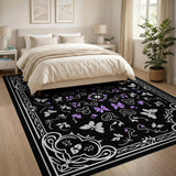 Ornate Purple Butterfly Floral Area Rug