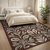 Elegant Floral Brown Vintage Area Rug