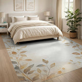 Delicate Beige Vine Leaf Border Rug